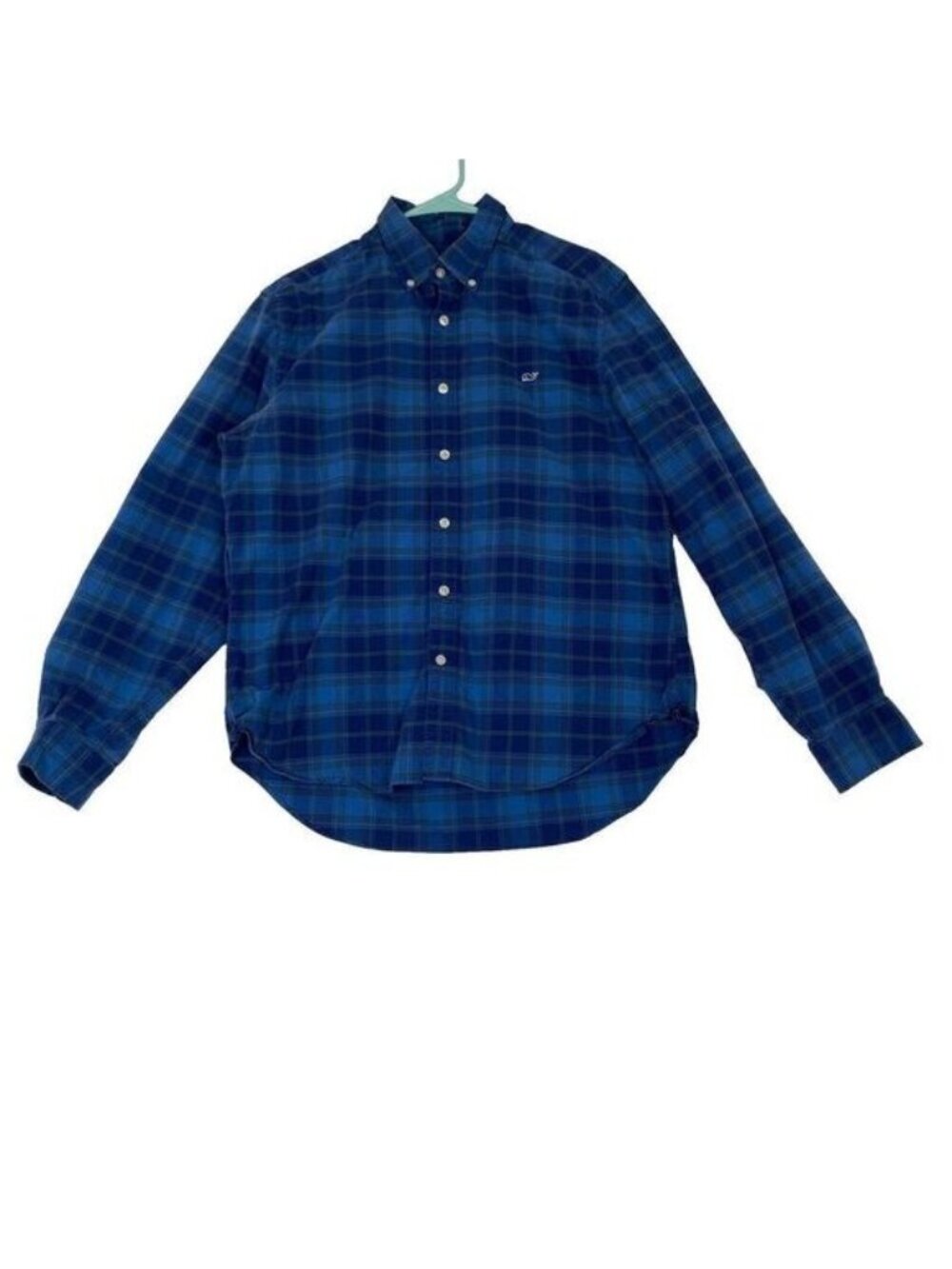 Vineyard Vines Collegiate Shirt Mens Size Medium Blue Plaid Button Up Cotton